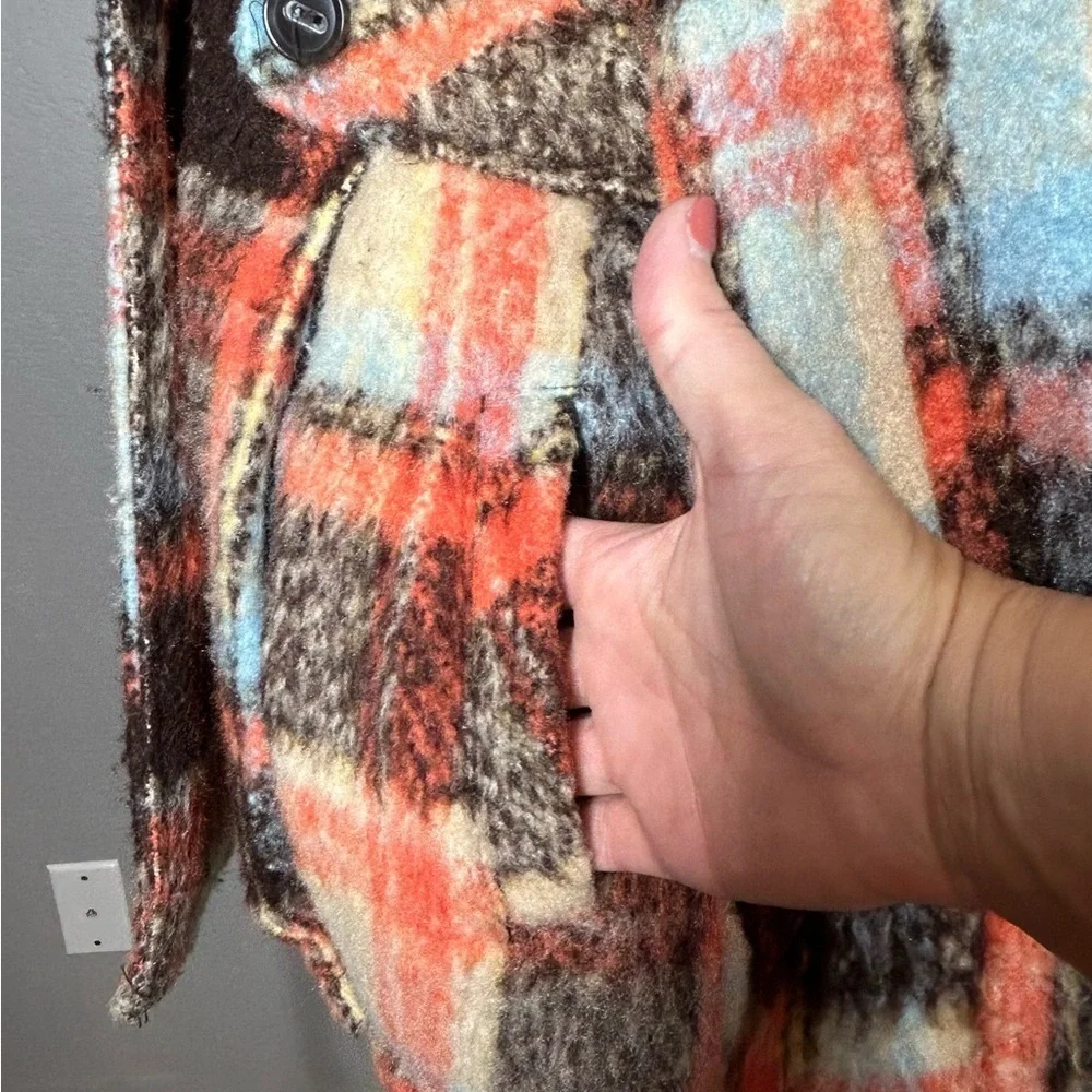 NWOT Urban Republic Plaid Girls Coat with Faux Fur Hood Size 16